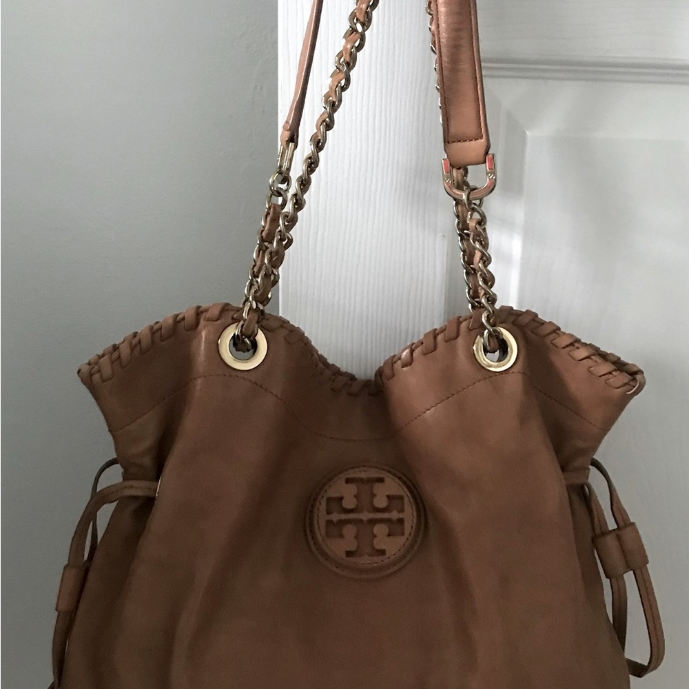 Beautiful Tan unique one of a kind Tory Burch Purse.
